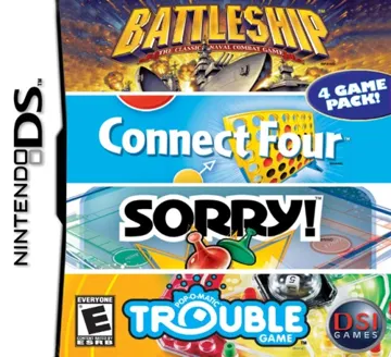 4 Game Pack! - Battleship + Connect Four + Sorry! + Trouble (USA) box cover front